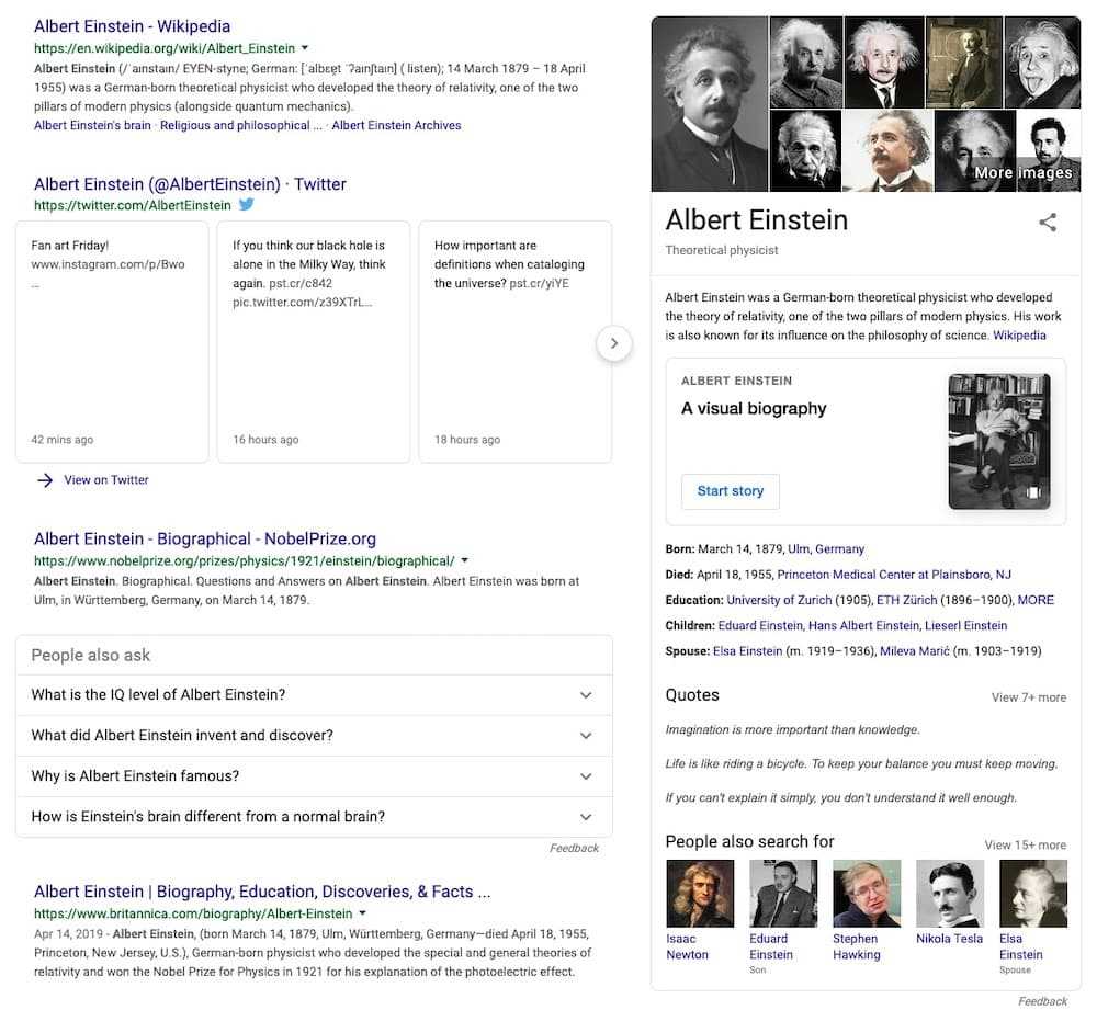 This Knowledge Graph Card gives you all the facts about Albert Einstein This Knowledge Graph Card gives you all the facts about Albert Einstein